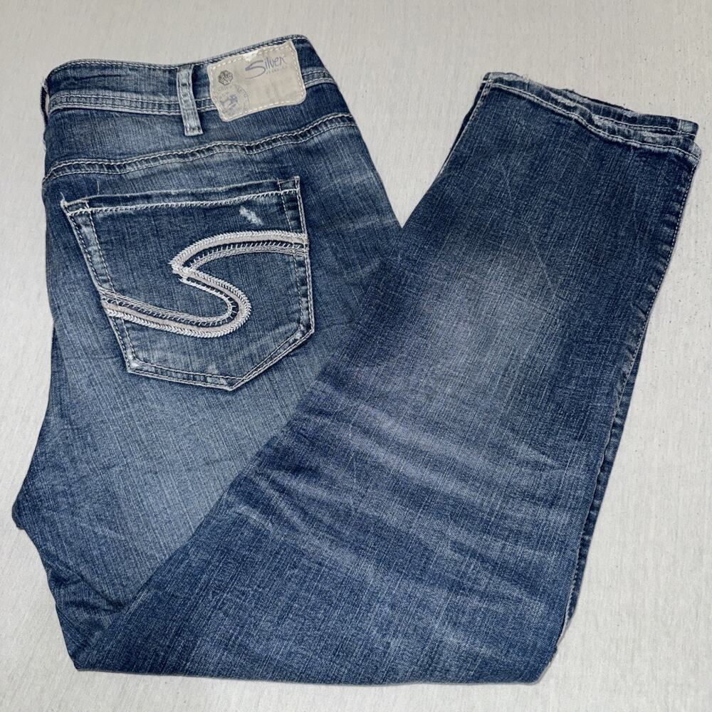 Silver Jeans Boyfriend Blue Denim Cotton Blend Women's Jeans 14 (38x27)